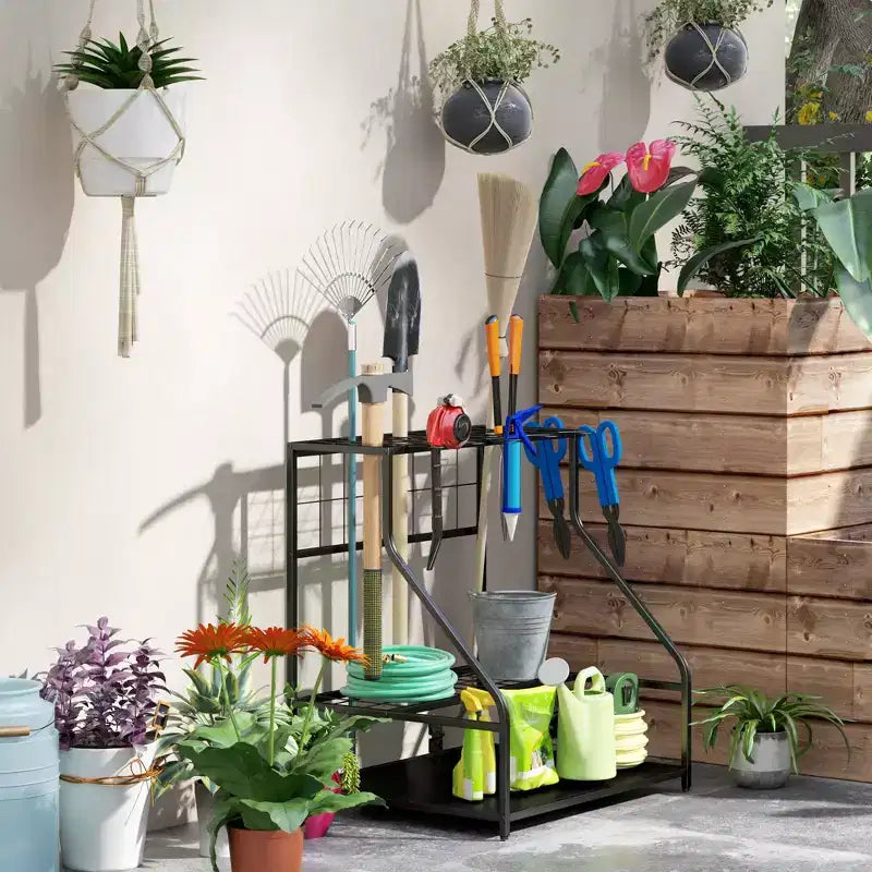 Organisateur d'outils de jardin à 3 niveaux pour garage – Support de rangement pour outils de jardin