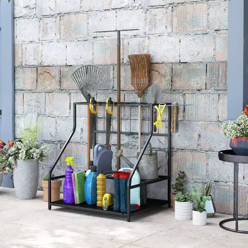 Organisateur d'outils de jardin à 3 niveaux pour garage – Support de rangement pour outils de jardin