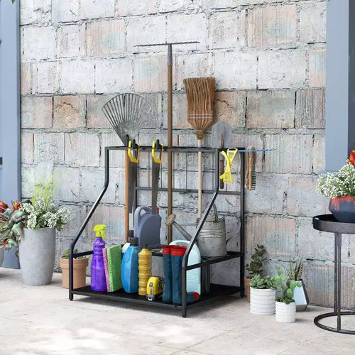 Organisateur d'outils de jardin à 3 niveaux pour garage – Support de rangement pour outils de jardin