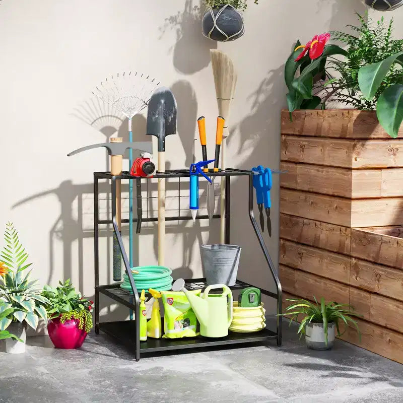 Organisateur d'outils de jardin à 3 niveaux pour garage – Support de rangement pour outils de jardin
