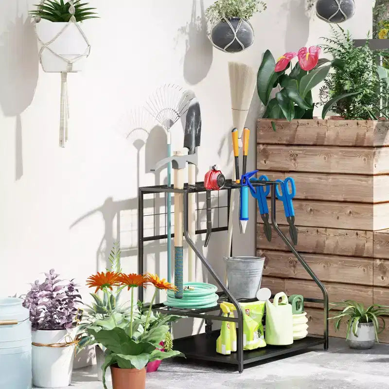 Organisateur d'outils de jardin à 3 niveaux pour garage – Support de rangement pour outils de jardin