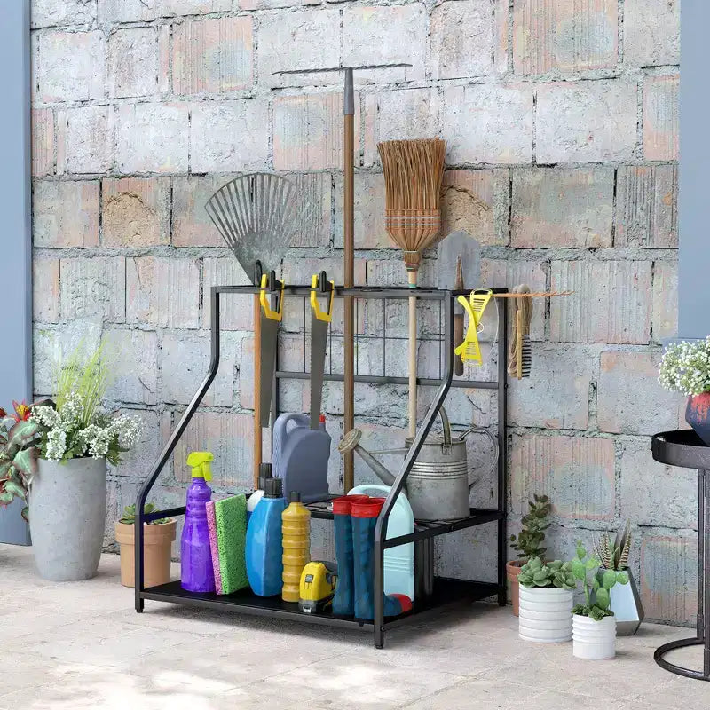 Organisateur d'outils de jardin à 3 niveaux pour garage – Support de rangement pour outils de jardin