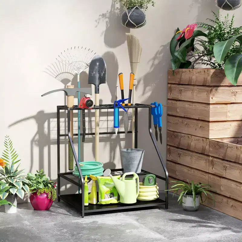 Organisateur d'outils de jardin à 3 niveaux pour garage – Support de rangement pour outils de jardin