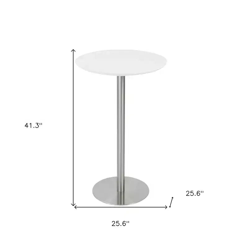 Table de bar ronde 26" en acier blanc et argenté
