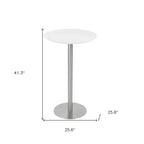 Table de bar ronde 26" en acier blanc et argenté