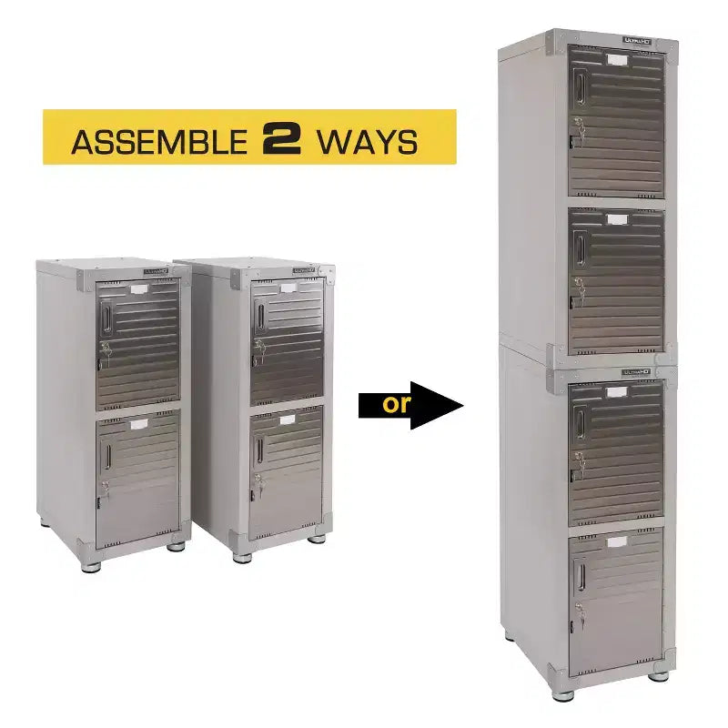 Casier empilable 4 portes – Rangement en acier robuste
