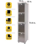 Casier empilable 4 portes – Rangement en acier robuste