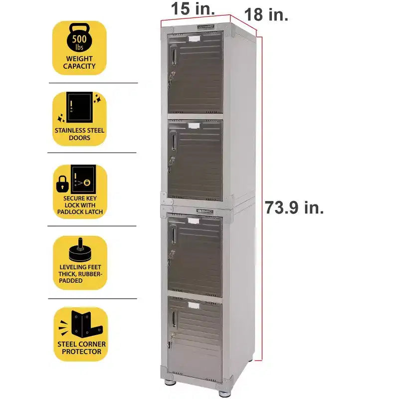 Casier empilable 4 portes – Rangement en acier robuste