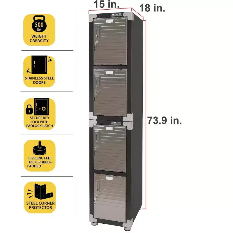 Casier empilable 4 portes – Rangement en acier robuste