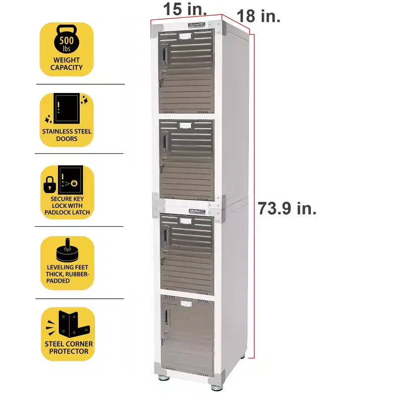 Casier empilable 4 portes – Rangement en acier robuste