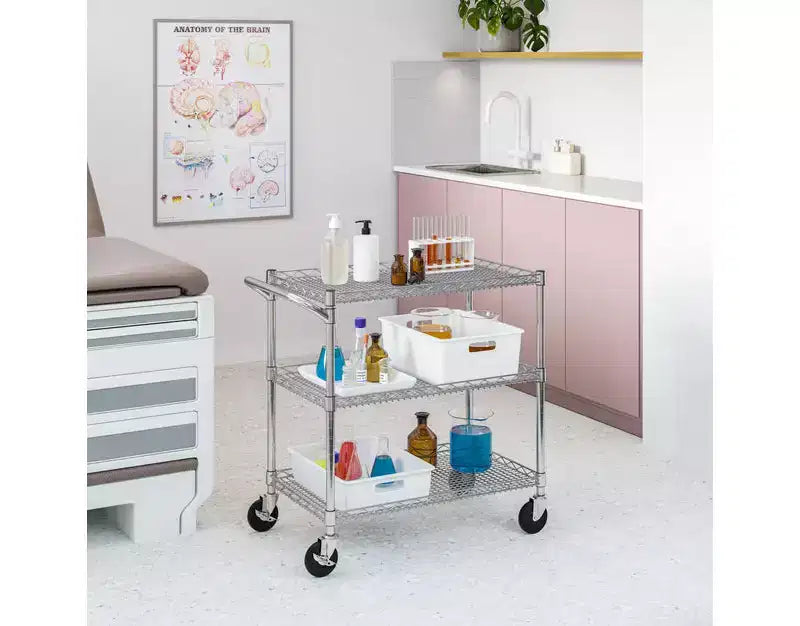 Chariot de service roulant commercial robuste NSF – Acier robuste