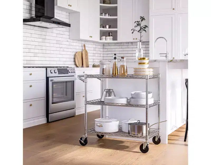 Chariot de service roulant commercial robuste NSF – Acier robuste