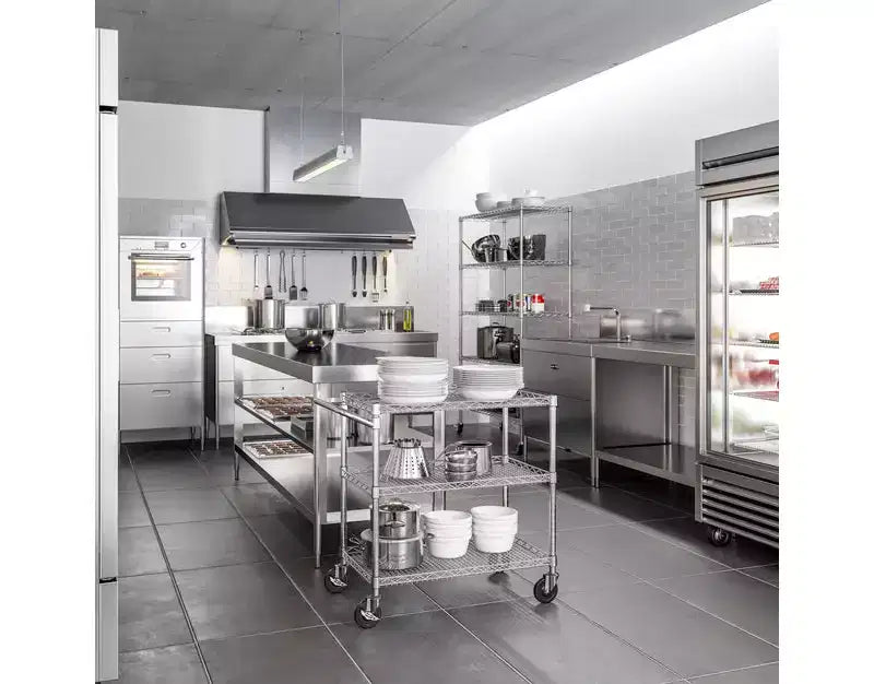 Chariot de service roulant commercial robuste NSF – Acier robuste
