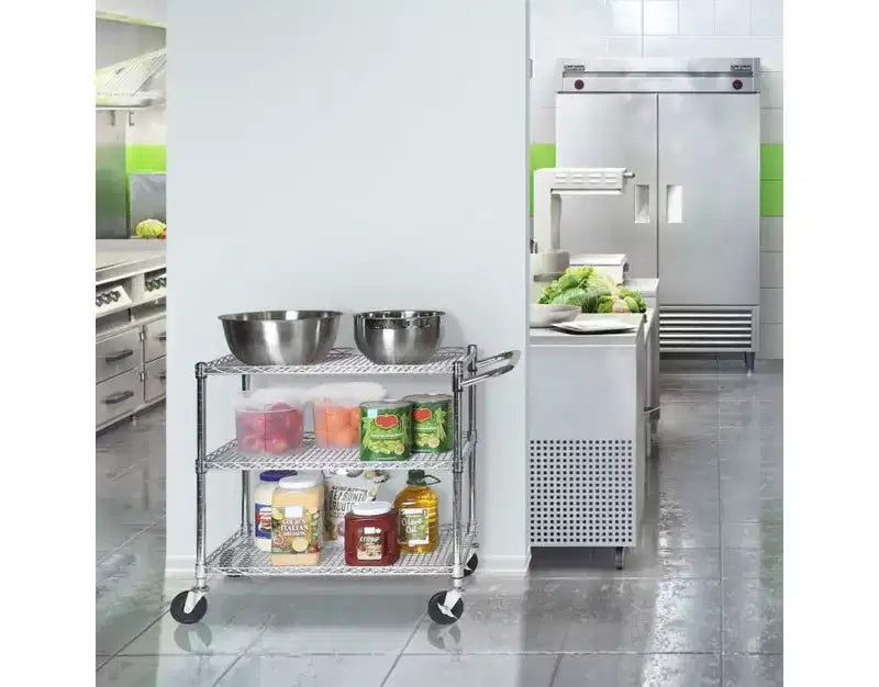 Chariot de service roulant commercial robuste NSF – Acier robuste