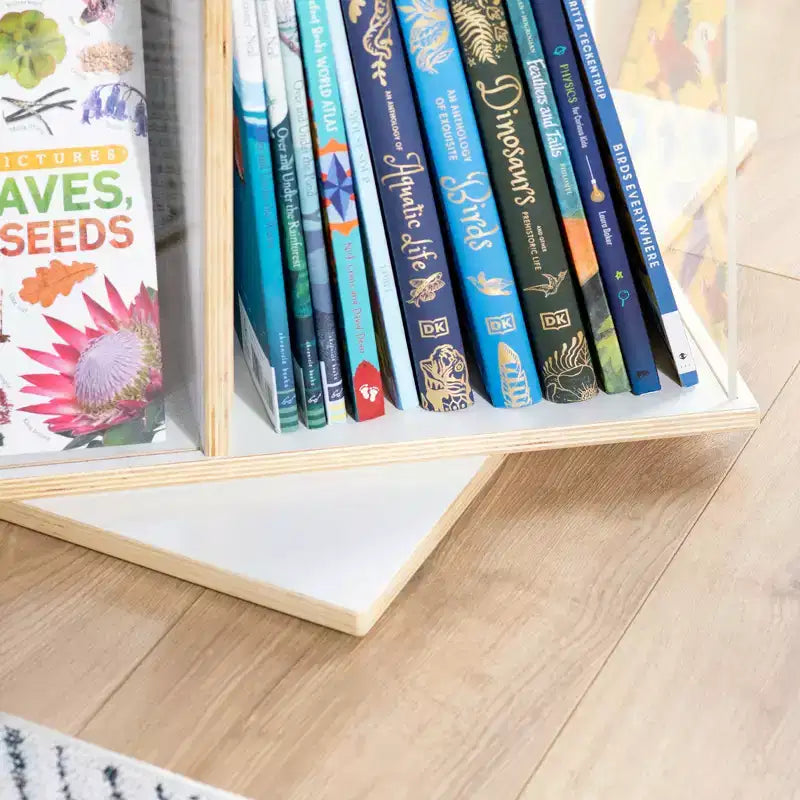 Étagère à Livres Rotative à 3 Niveaux pour Enfants – Grand Présentoir de Livres Blanc