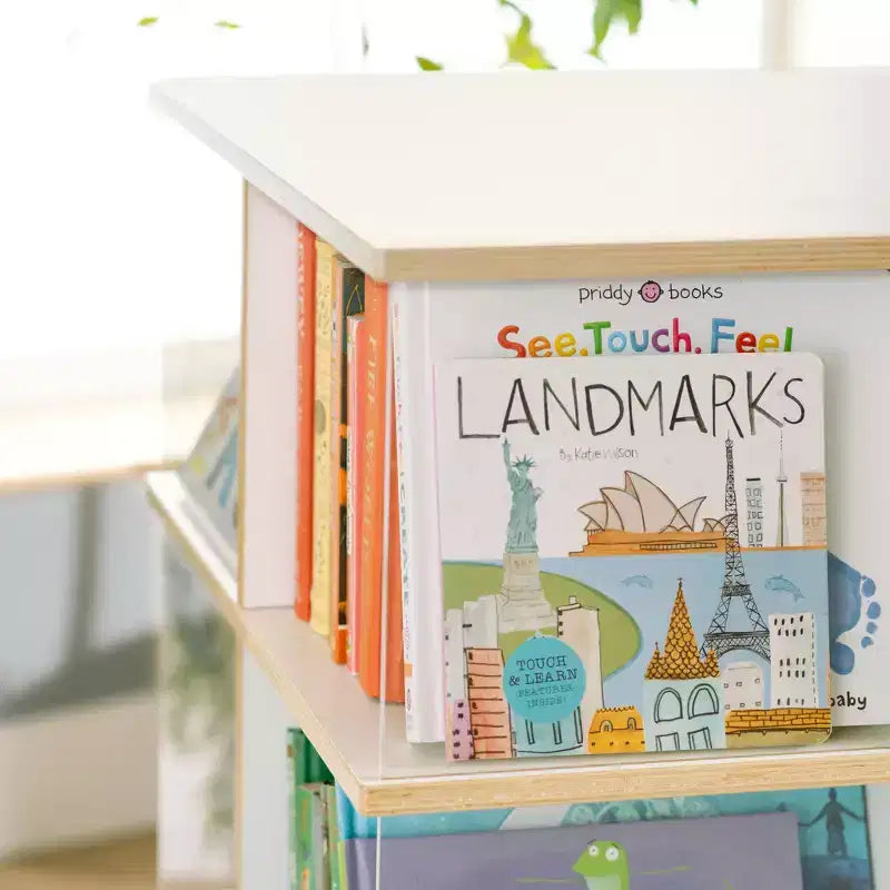 Étagère à Livres Rotative à 3 Niveaux pour Enfants – Grand Présentoir de Livres Blanc