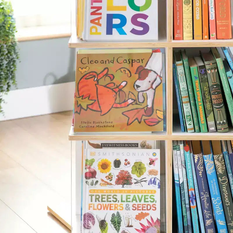 Étagère à Livres Rotative à 3 Niveaux pour Enfants – Grand Présentoir de Livres Blanc