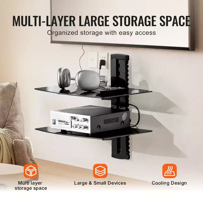 Étagères flottantes en verre – Supporte jusqu'à 8 kg, support mural TV avec étagère