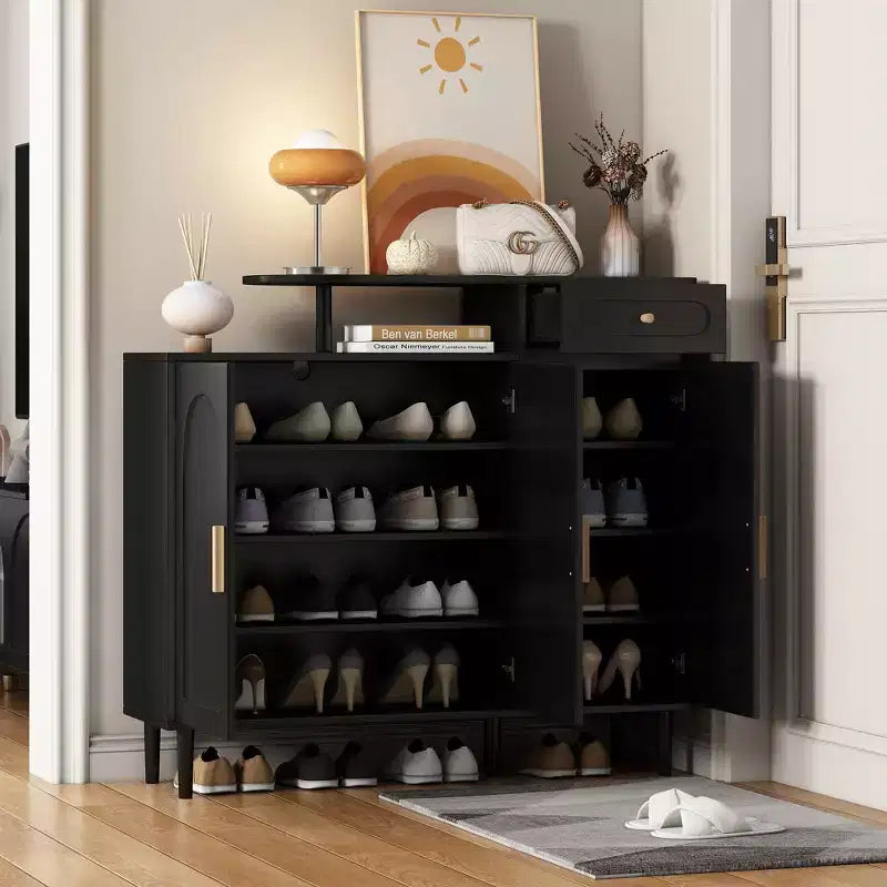 Meuble à chaussures élégant crème – Buffet de rangement d'entrée chic