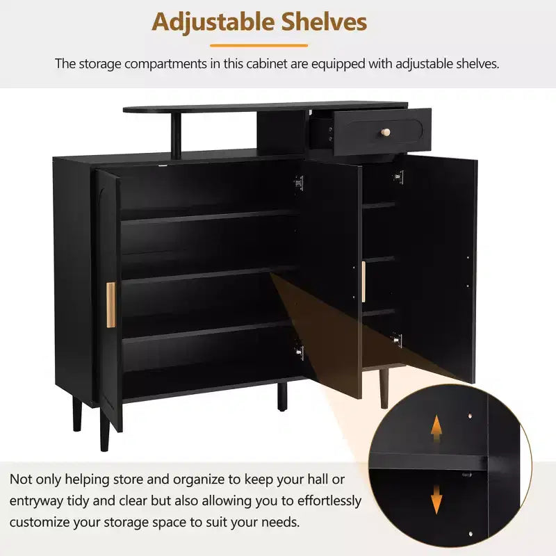 Meuble à chaussures élégant crème – Buffet de rangement d'entrée chic