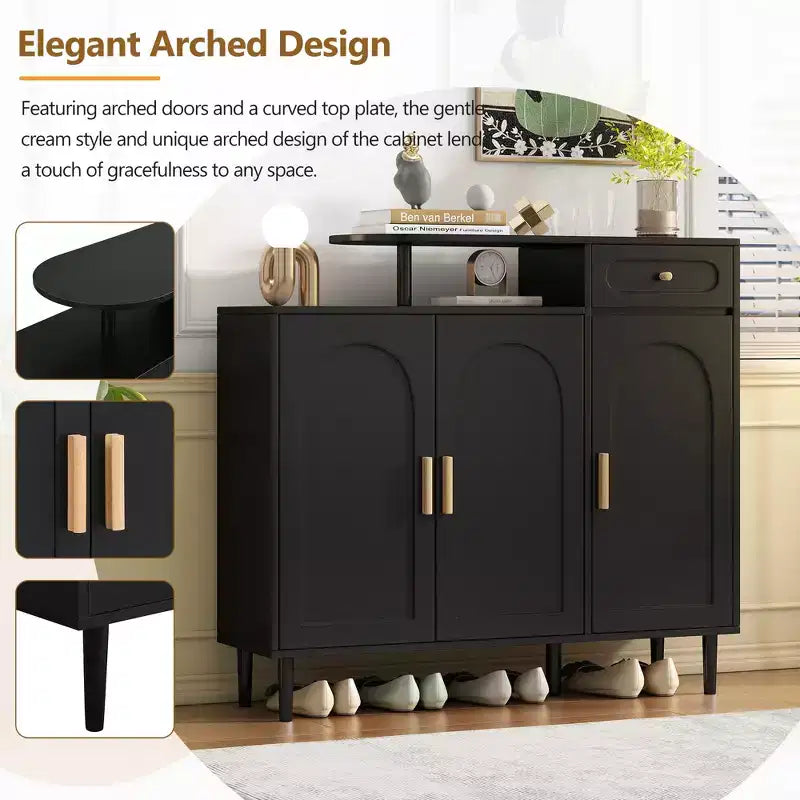 Meuble à chaussures élégant crème – Buffet de rangement d'entrée chic