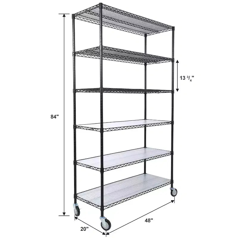 Étagère métallique à 6 niveaux de 2721 kg homologuée NSF – Support réglable robuste