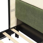 Lit plateforme Queen/King avec tête de lit capitonnée à oreilles