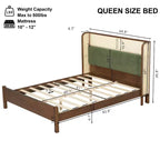 Lit plateforme Queen/King avec tête de lit capitonnée à oreilles