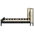 Lit plateforme Queen/King avec tête de lit capitonnée à oreilles