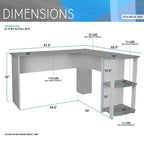 Bureau d'angle moderne en L – Bureau à domicile avec deux étagères latérales