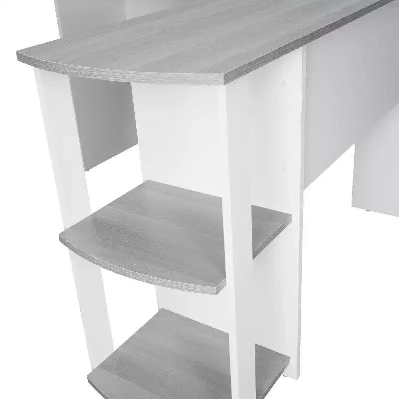 Bureau d'angle moderne en L – Bureau à domicile avec deux étagères latérales