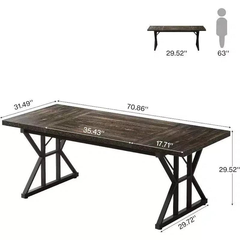 Grand bureau de direction de 180 cm – Bureau d'ordinateur industriel pour la maison et le bureau