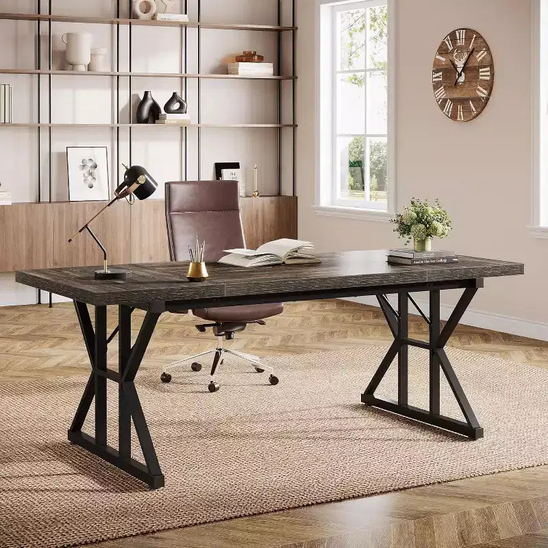 Grand bureau de direction de 180 cm – Bureau d'ordinateur industriel pour la maison et le bureau
