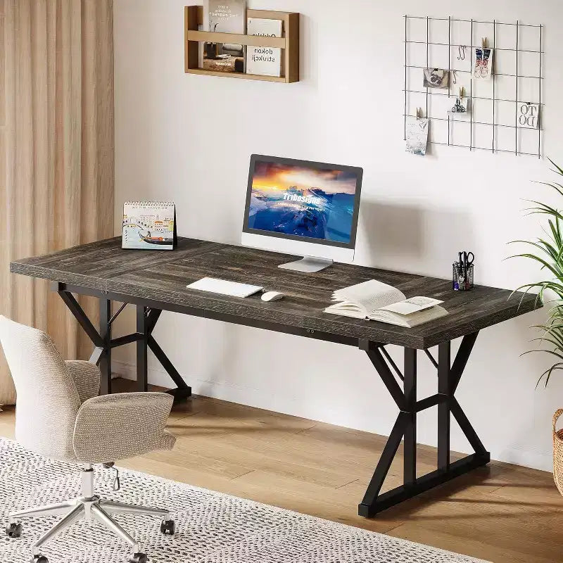 Grand bureau de direction de 180 cm – Bureau d'ordinateur industriel pour la maison et le bureau