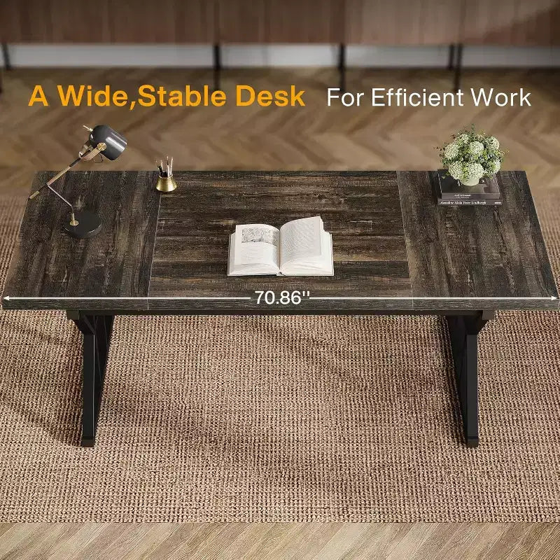 Grand bureau de direction de 180 cm – Bureau d'ordinateur industriel pour la maison et le bureau