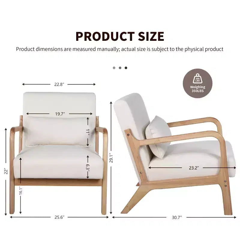 Fauteuil d'appoint moderne avec cadre en bois massif – Chaise d'appoint tapissée élégante