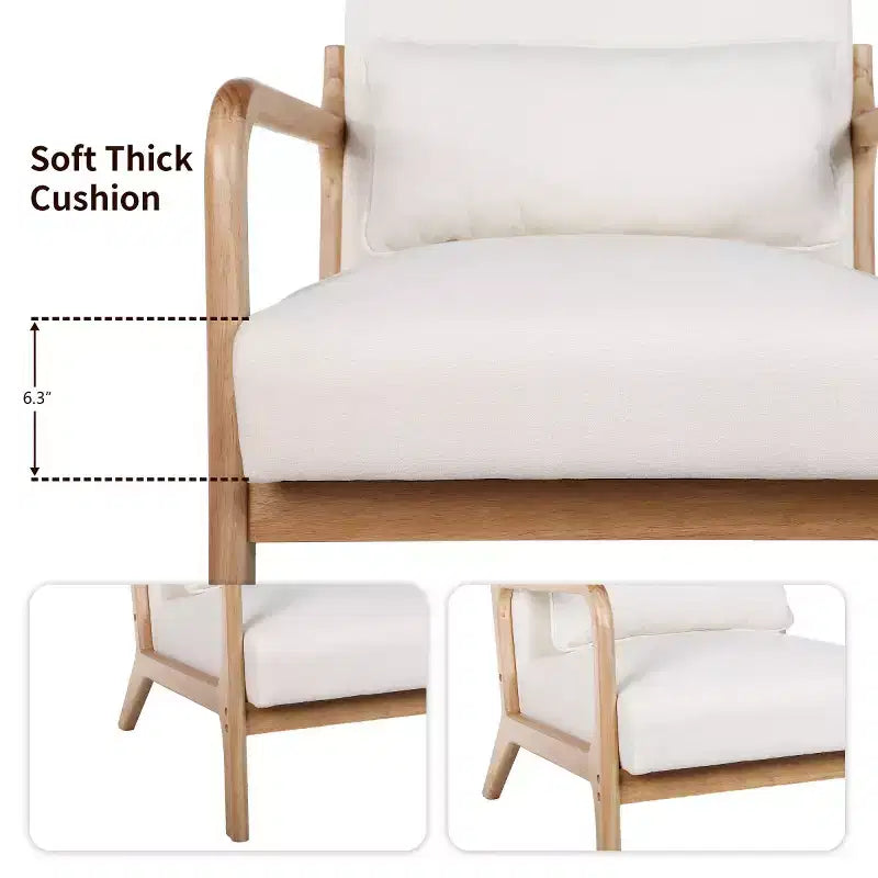 Fauteuil d'appoint moderne avec cadre en bois massif – Chaise d'appoint tapissée élégante