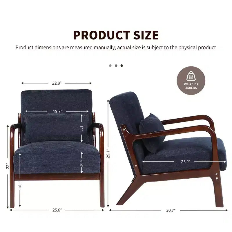 Fauteuil d'appoint moderne avec cadre en bois massif – Chaise d'appoint tapissée élégante