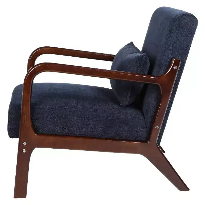 Fauteuil d'appoint moderne avec cadre en bois massif – Chaise d'appoint tapissée élégante