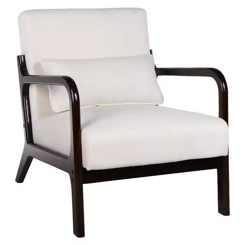 Fauteuil d'appoint moderne avec cadre en bois massif – Chaise d'appoint tapissée élégante