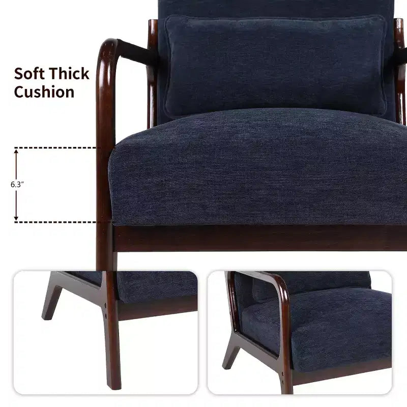 Fauteuil d'appoint moderne avec cadre en bois massif – Chaise d'appoint tapissée élégante