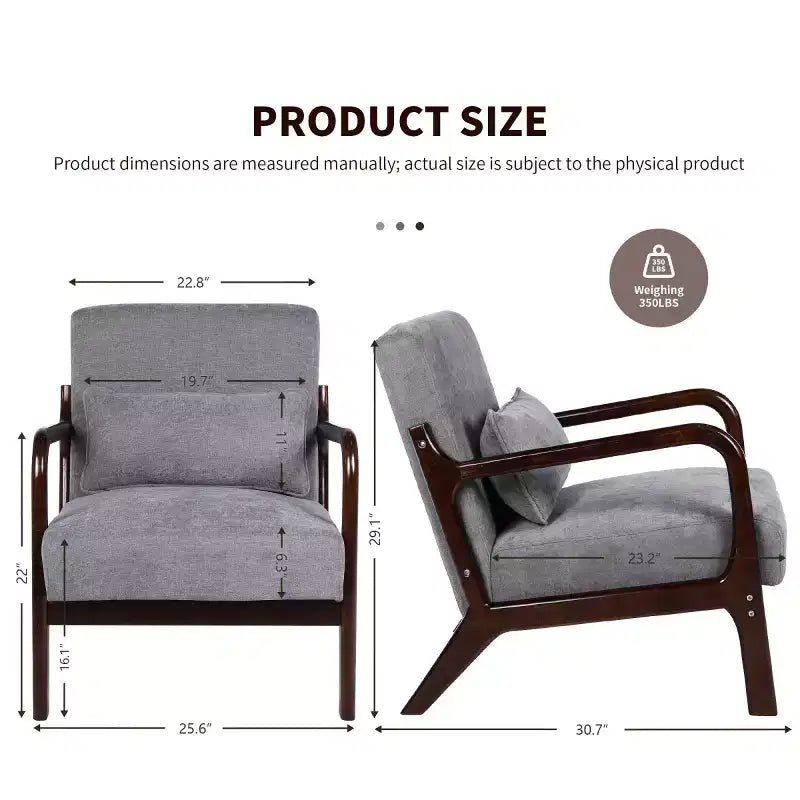 Fauteuil d'appoint moderne avec cadre en bois massif – Chaise d'appoint tapissée élégante