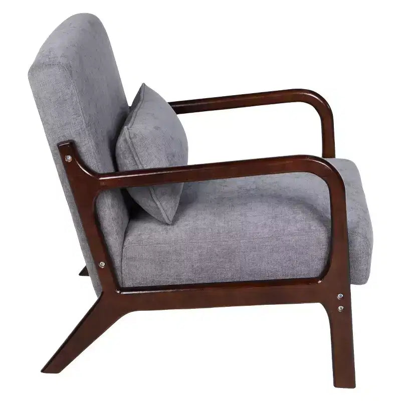 Fauteuil d'appoint moderne avec cadre en bois massif – Chaise d'appoint tapissée élégante