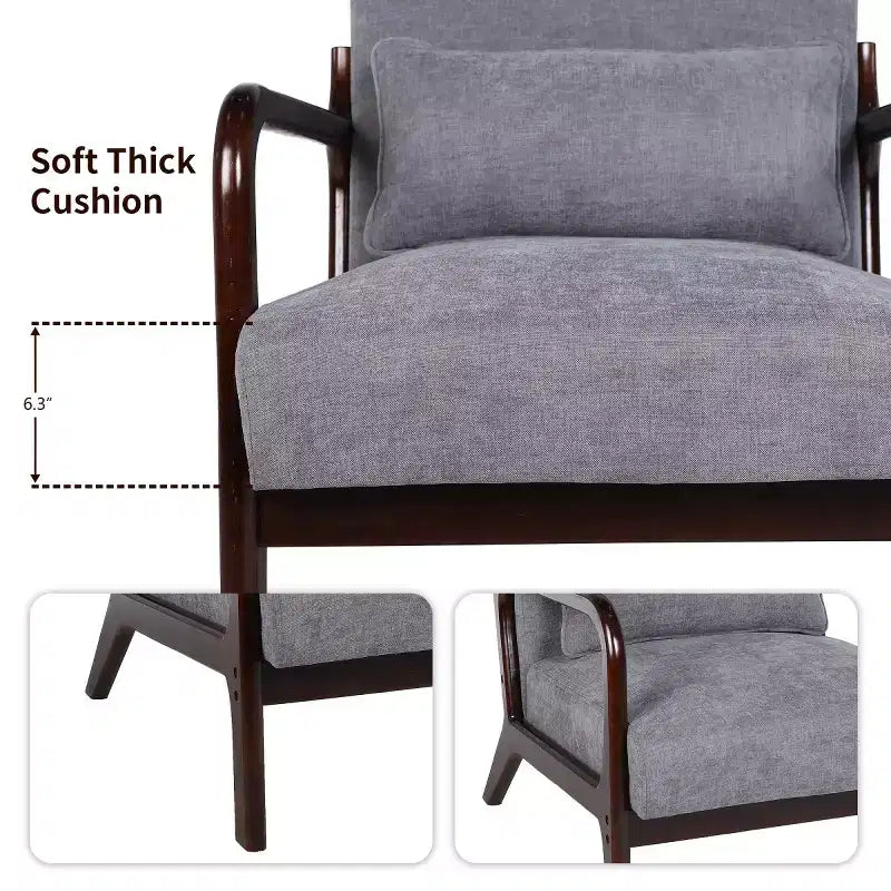 Fauteuil d'appoint moderne avec cadre en bois massif – Chaise d'appoint tapissée élégante