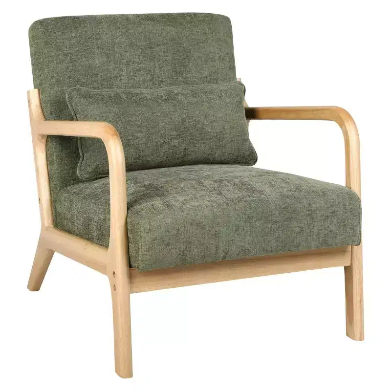 Fauteuil d'appoint moderne avec cadre en bois massif – Chaise d'appoint tapissée élégante