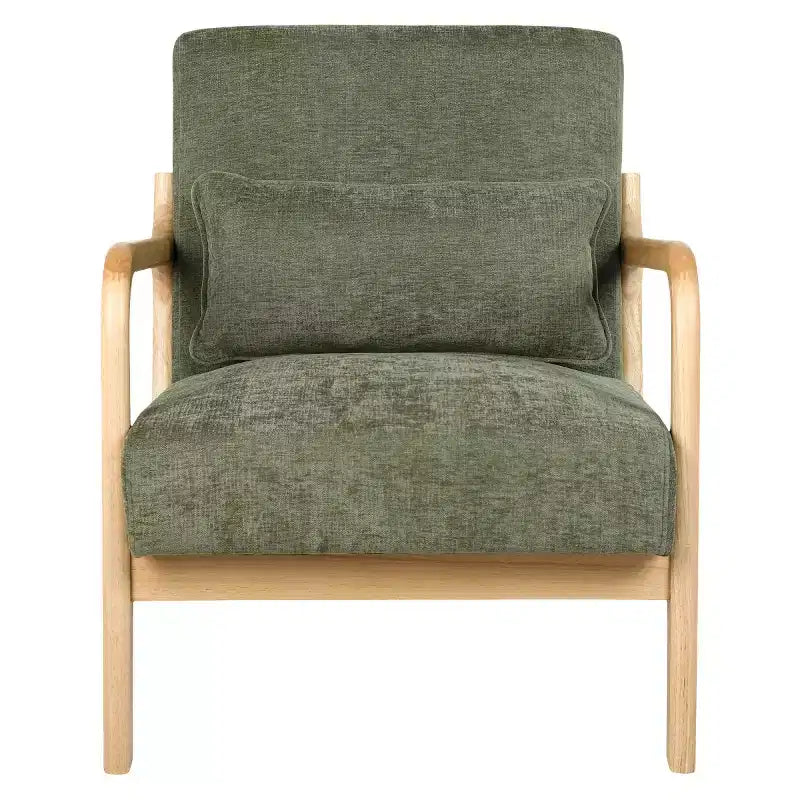 Fauteuil d'appoint moderne avec cadre en bois massif – Chaise d'appoint tapissée élégante