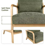 Fauteuil d'appoint moderne avec cadre en bois massif – Chaise d'appoint tapissée élégante