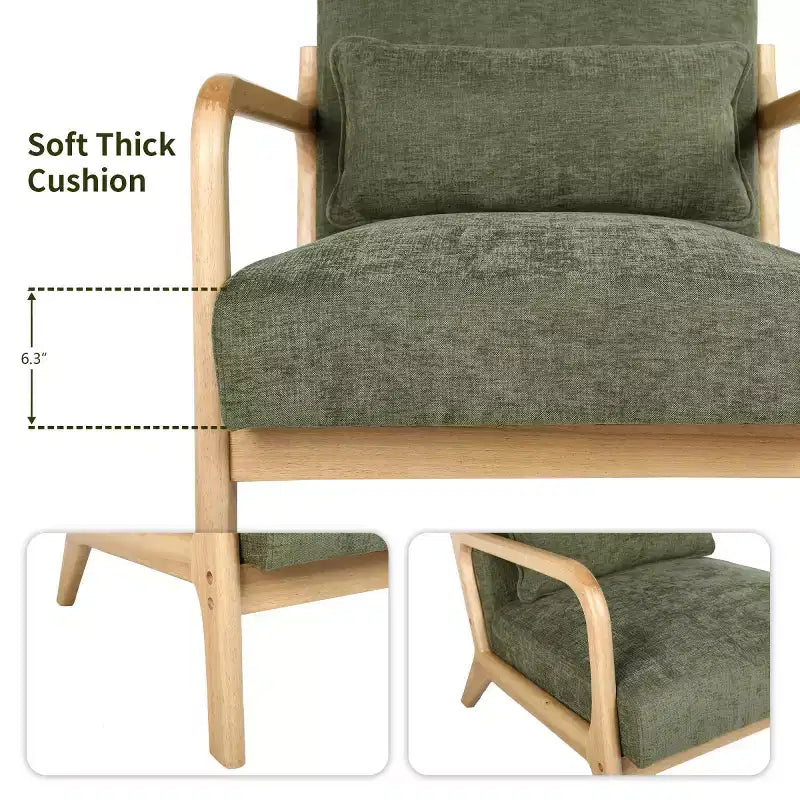 Fauteuil d'appoint moderne avec cadre en bois massif – Chaise d'appoint tapissée élégante