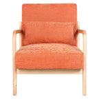Fauteuil d'appoint moderne avec cadre en bois massif – Chaise d'appoint tapissée élégante