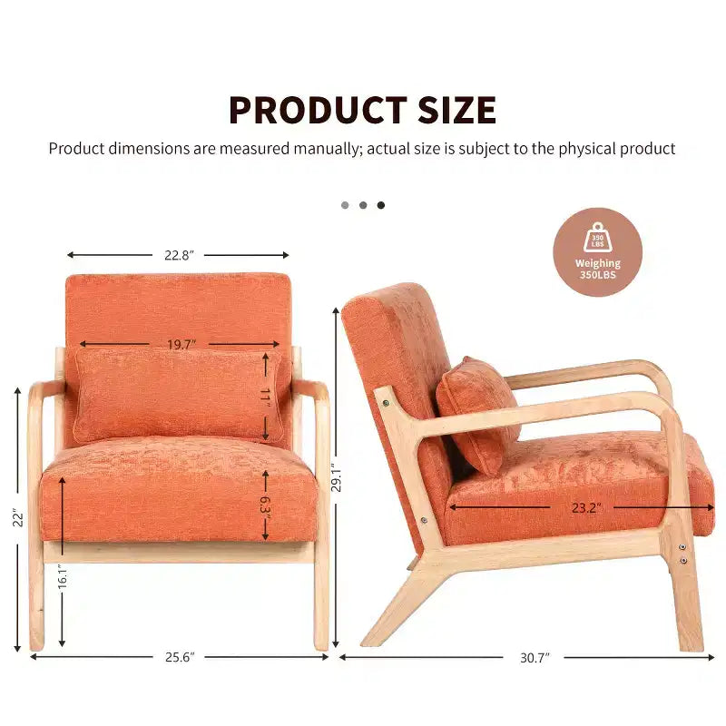 Fauteuil d'appoint moderne avec cadre en bois massif – Chaise d'appoint tapissée élégante